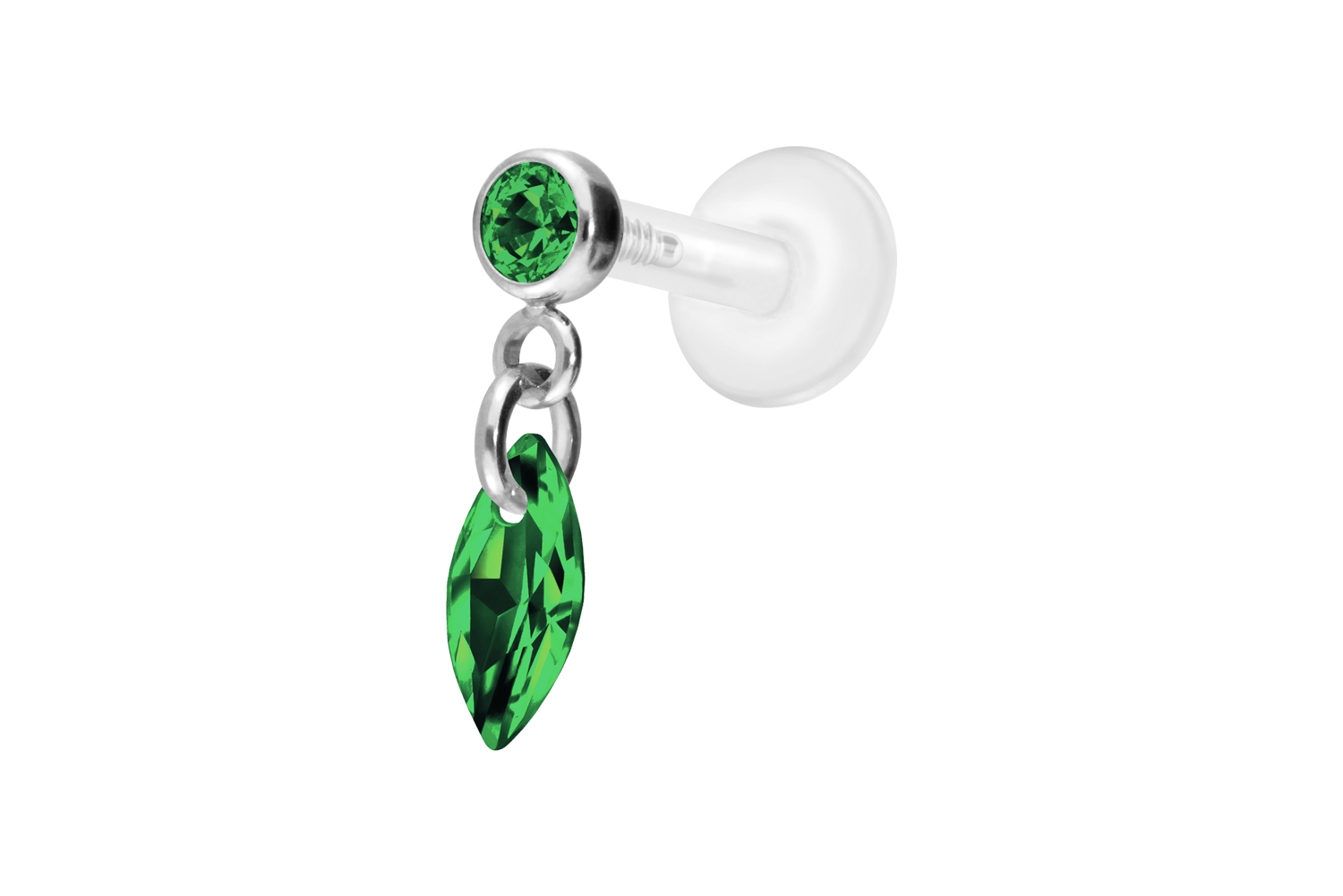 PTFE Labret Piercing mit Innengewinde + Titan-Aufsatz KRISTALLOVAL